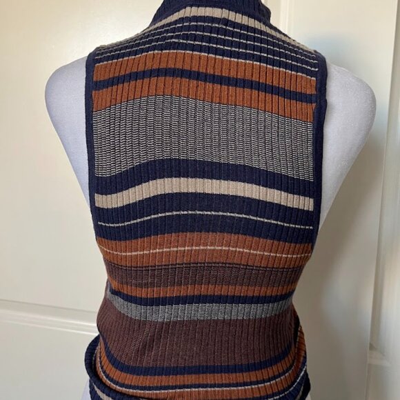 COTTON ON Orange Blue Striped Sleeveless Turtleneck Knit Sweater Top Size Medium - Picture 8 of 13